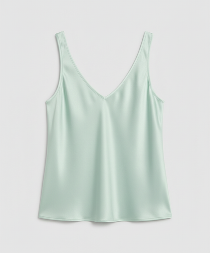 Satin Camisole Top with V-Neckline