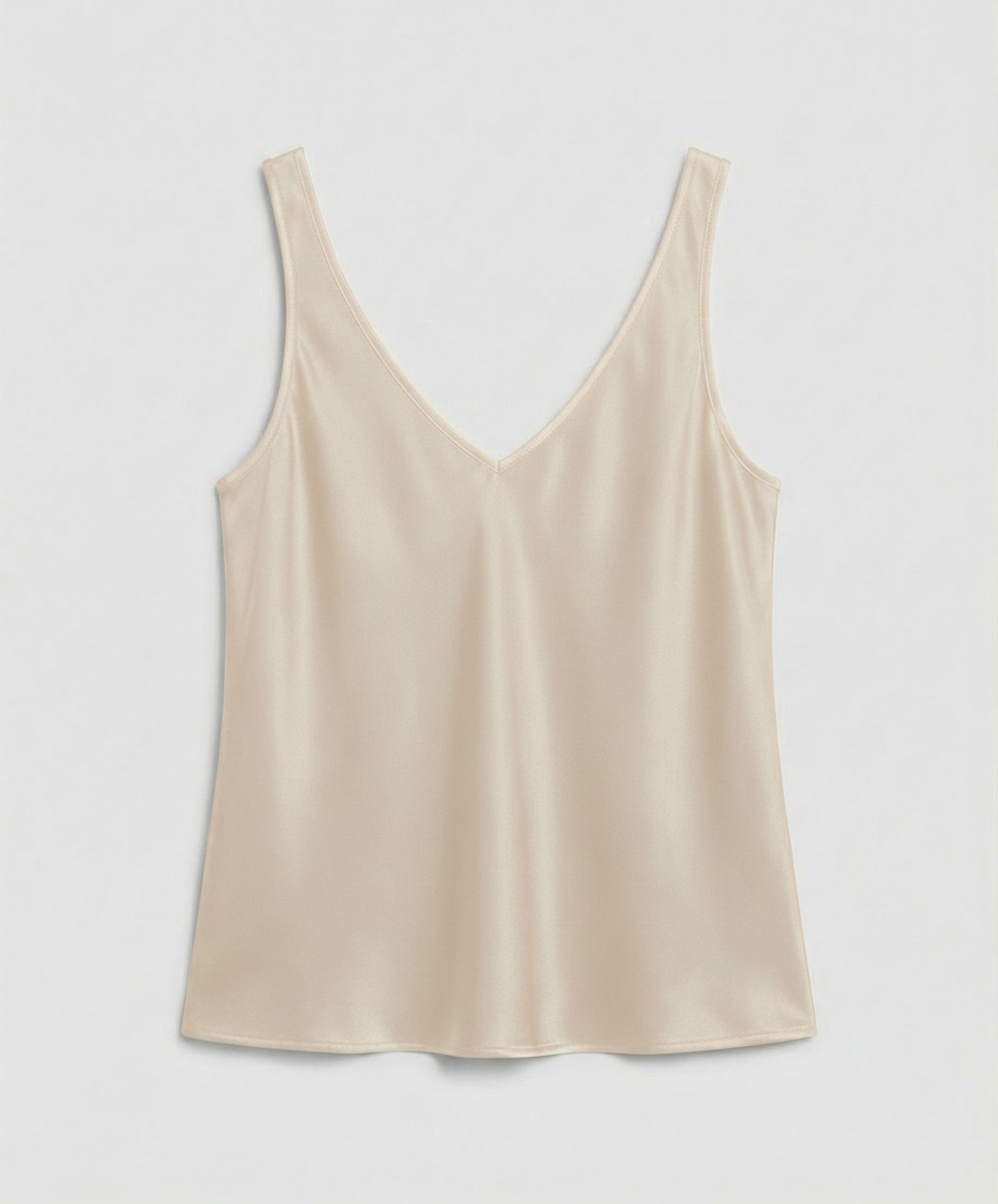 Satin Camisole Top with V-Neckline
