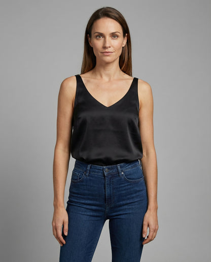 Satin Camisole Top with V-Neckline