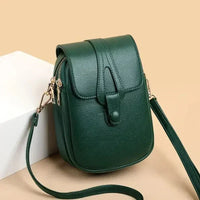 Small Leather Crossbody Shoulder Bag with Flap and Gold Hardware