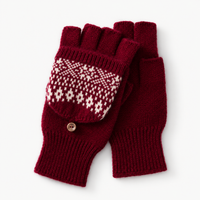 Snug Fair Isle Convertible Fingerless Gloves with Mitten Flap