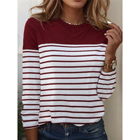 Striped Long Sleeve Top with Colour Block Shoulders