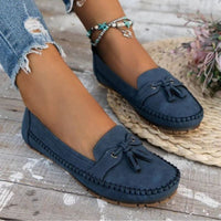 Suede Loafers with Tassel Detail and Memory Foam Insole