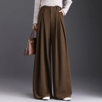 Tailored High Waist Wide Leg Trousers with Pleated Front