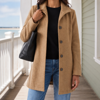 Timeless Wool Coat with Wide Collar and Side Pockets