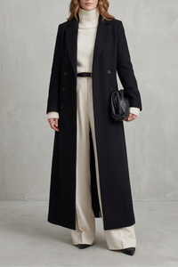 Timeless Long Wool Overcoat with Wide Collar