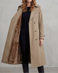 Warm Double Breasted Trench Coat with Faux Fur Lining