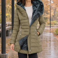 Warm Fitted Quilted Puffer Jacket with Plush Lined Hood