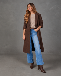 Wool Coat with Gold Buttons and Side Pockets