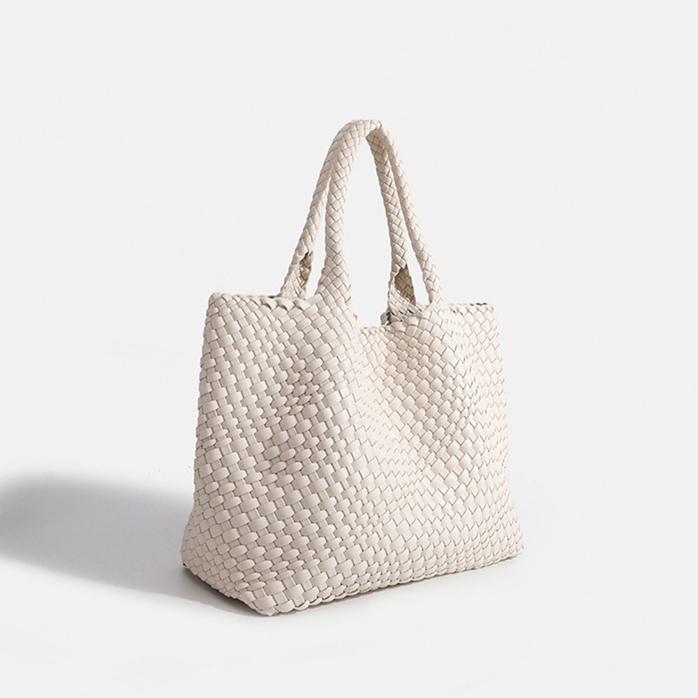 Woven Vegan Leather Tote Bag with Braided Handles