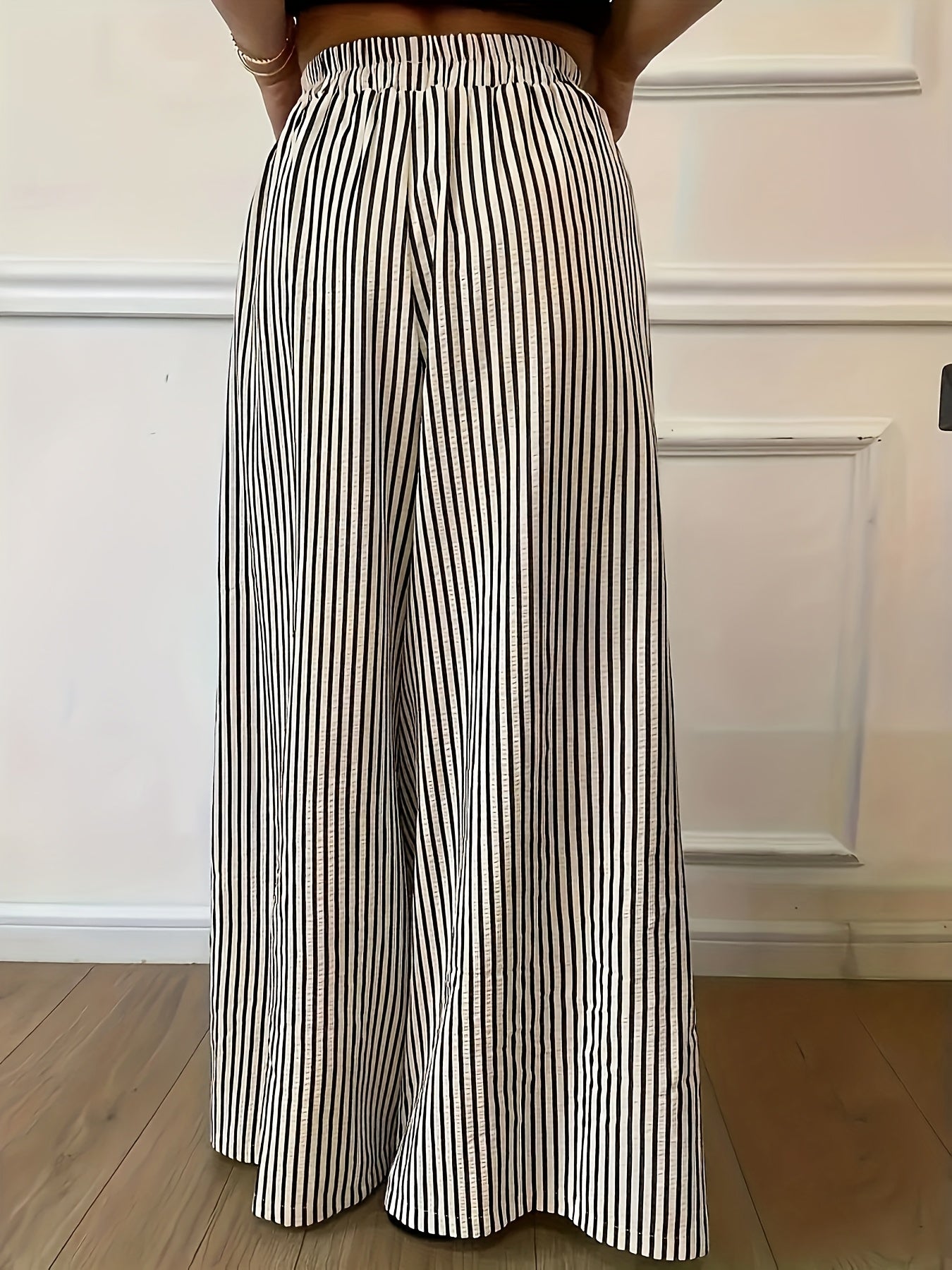Elvira | Gestreepte Vide Broek met Elastische Taille