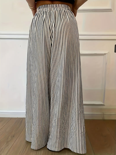 Elvira | Gestreepte Vide Broek met Elastische Taille