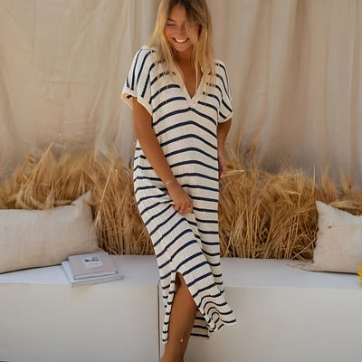 Malin | Striped V-neck Maxi Dress