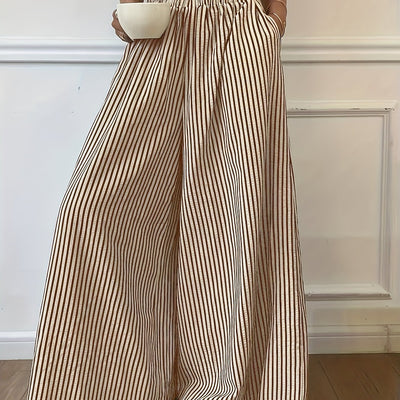 Elvira | Gestreepte Vide Broek met Elastische Taille