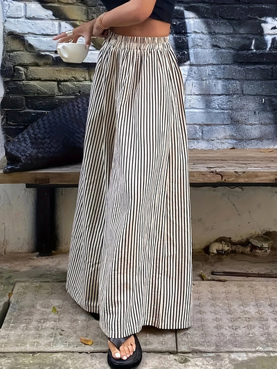 Elvira | Gestreepte Vide Broek met Elastische Taille