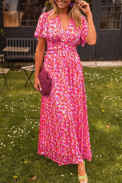 Pauline | Lang kjole med blomstertrykk