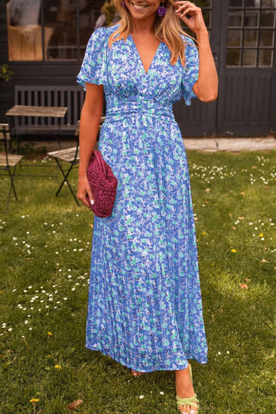Pauline | Lang kjole med blomstertrykk