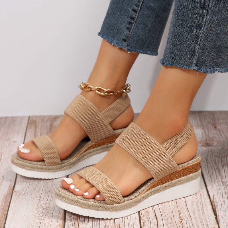 Casual Platform Wedge Sandals with Elastic Straps