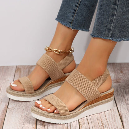 Casual Platform Wedge Sandals with Elastic Straps