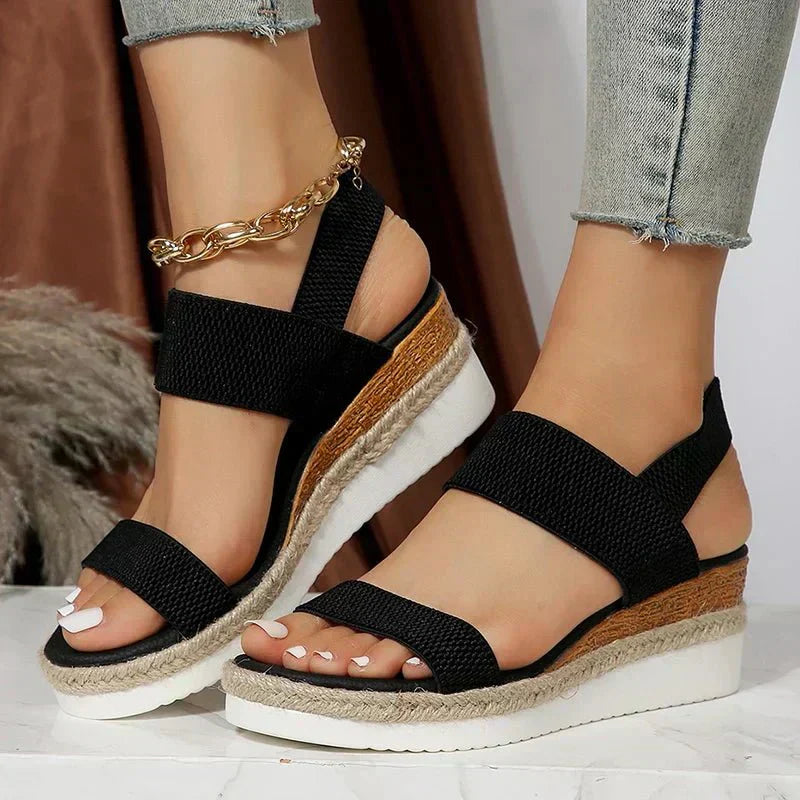 Casual Platform Wedge Sandals with Elastic Straps