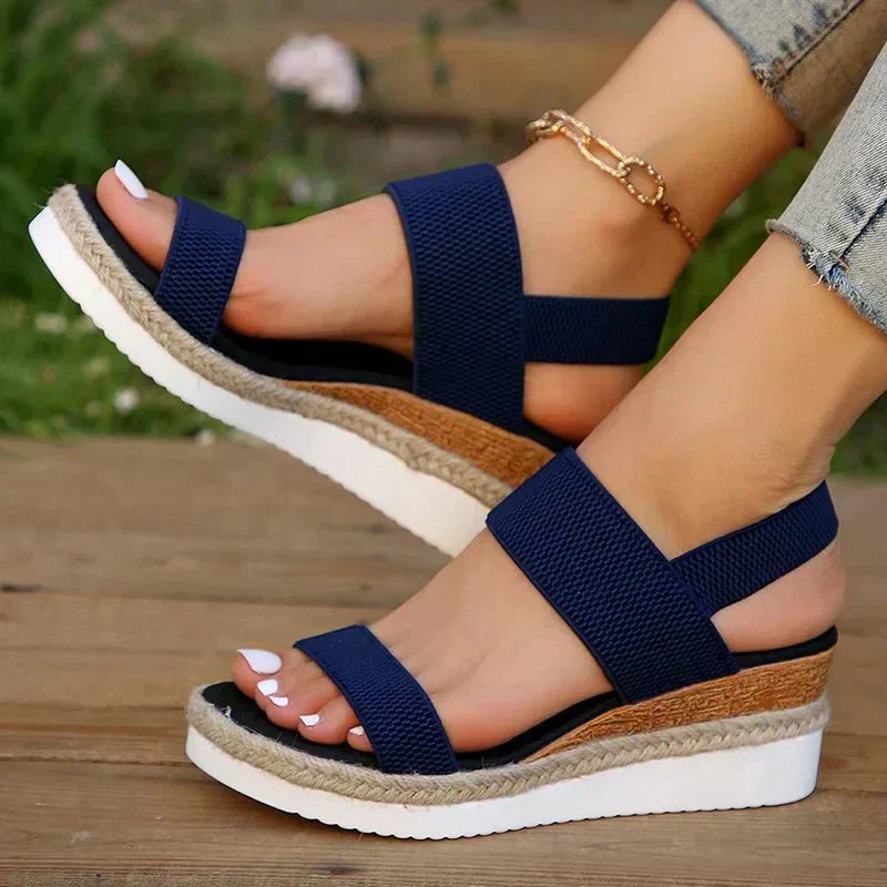 Casual Platform Wedge Sandals with Elastic Straps