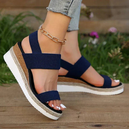 Casual Platform Wedge Sandals with Elastic Straps