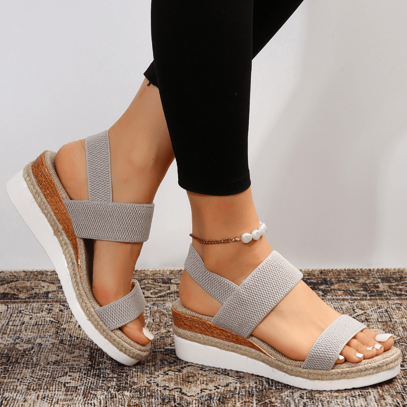 Casual Platform Wedge Sandals with Elastic Straps