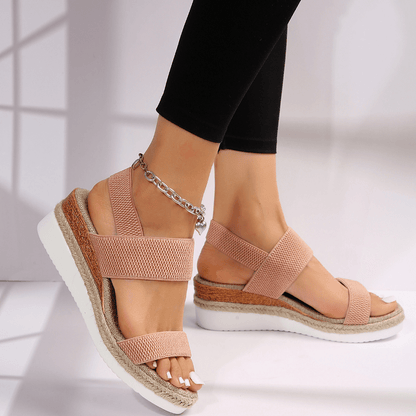 Casual Platform Wedge Sandals with Elastic Straps