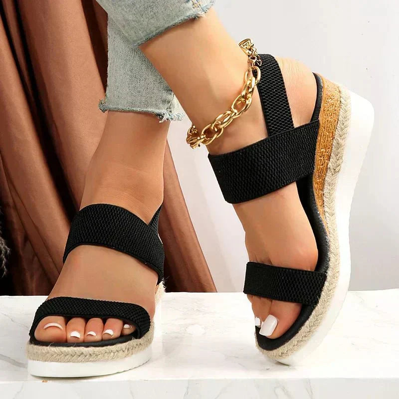 Casual Platform Wedge Sandals with Elastic Straps