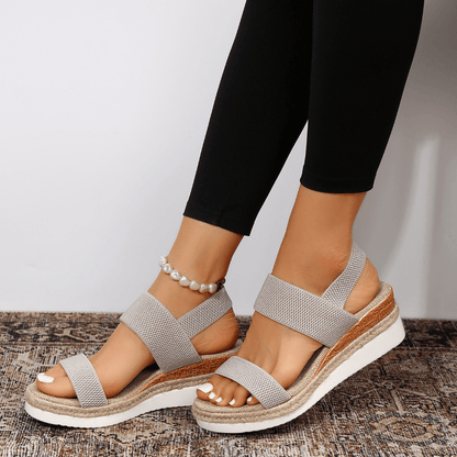 Casual Platform Wedge Sandals with Elastic Straps