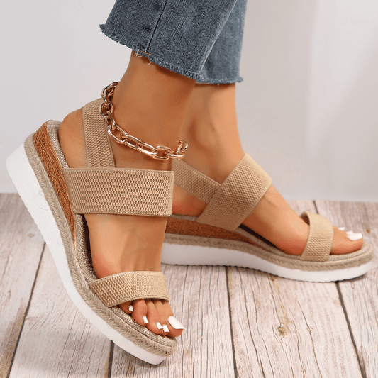 Casual Platform Wedge Sandals with Elastic Straps